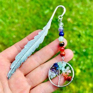 7 Chakra Healing Natural Stone Beads Tree of Life Bookmark
